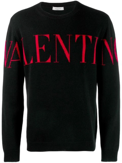 Valentino Logo-intarsia Cashmere Sweater In Black