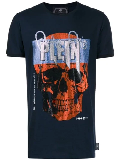 Philipp Plein Skull Logo Print T-shirt In Blue