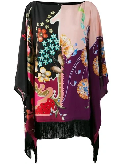 Etro Printed Silk Poncho Top In Pink
