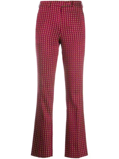 Etro Printed Slim-fit Trousers In Pink