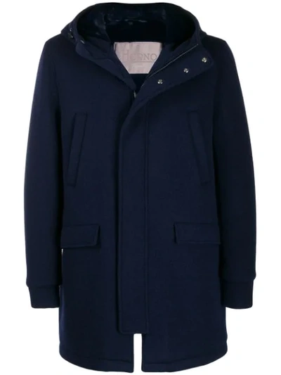 Herno Hooded Coat In Blue