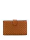 Bottega Veneta Intrecciato Weave Foldover Wallet In Brown