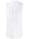 Equipment Sleeveless Button Shirt In White