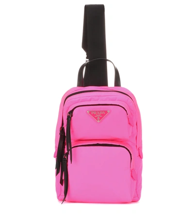 Prada Tessuto Nylon Sling Backpack - Pink In Rosa Fluo