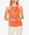 Vince Camuto Gathered-neck Keyhole Top In Crushed Orange