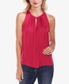 Vince Camuto Gathered-neck Keyhole Top In Wild Hibiscus