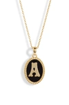 Argento Vivo Initial Black Pendant Necklace