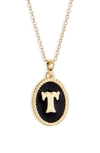 Argento Vivo Initial Black Pendant Necklace In T