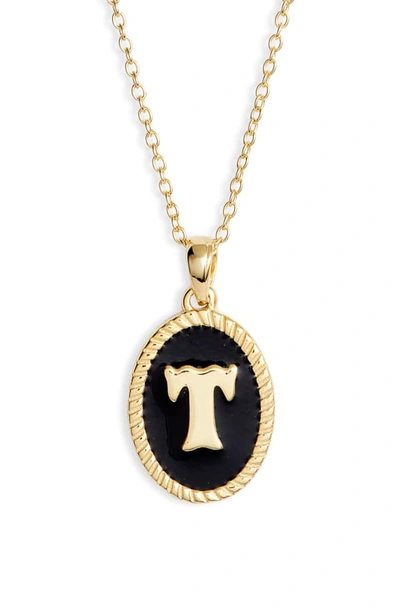 Argento Vivo Initial Black Pendant Necklace In T