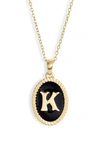 Argento Vivo Initial Black Pendant Necklace In K