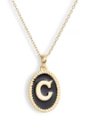 Argento Vivo Initial Black Pendant Necklace In C