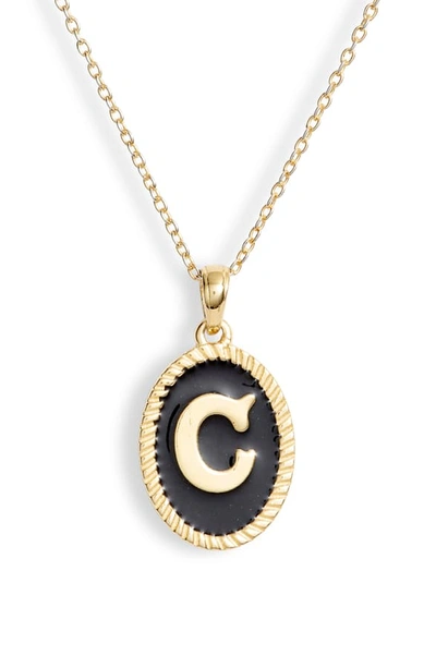 Argento Vivo Initial Black Pendant Necklace In C