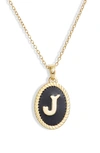 Argento Vivo Initial Black Pendant Necklace In J