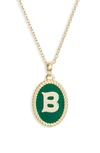 Argento Vivo Initial Green Pendant Necklace In B