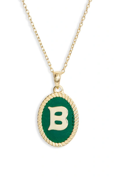 Argento Vivo Initial Green Pendant Necklace In B