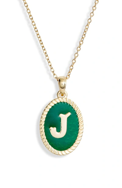 Argento Vivo Initial Green Pendant Necklace In J