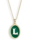 Argento Vivo Initial Green Pendant Necklace In L