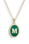 Argento Vivo Initial Green Pendant Necklace In M