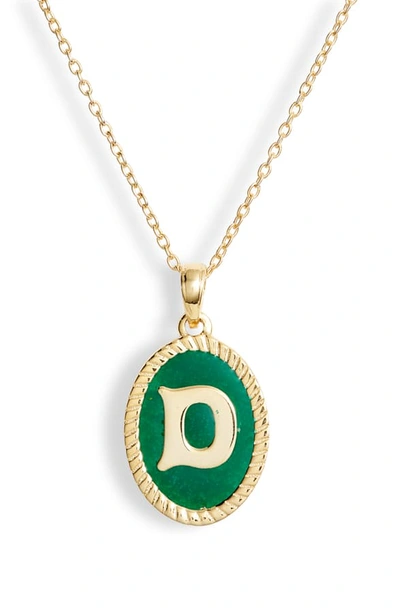 Argento Vivo Initial Green Pendant Necklace In D