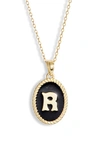 Argento Vivo Initial Black Pendant Necklace In R