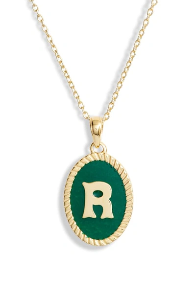 Argento Vivo Initial Green Pendant Necklace In R