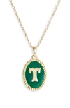 Argento Vivo Initial Green Pendant Necklace In T