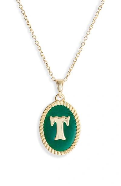 Argento Vivo Initial Green Pendant Necklace In T