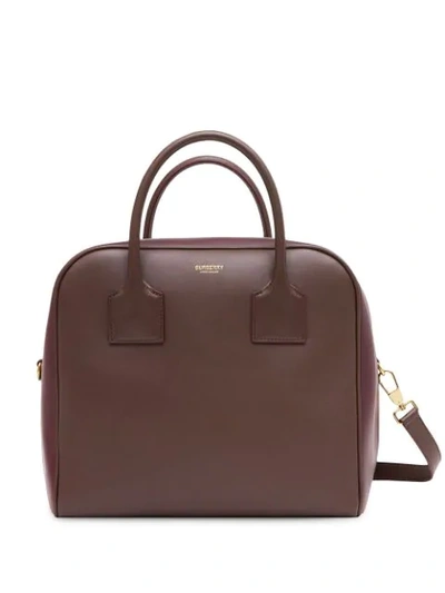 Burberry Medium Leather And Suede Cube Bag In Brown