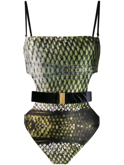 Mona Claudia Cut-out Swimsuit In Green