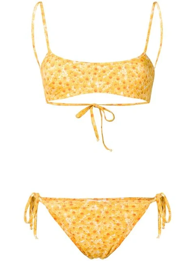 Sian Swimwear Daisy Print Swim Set In Yellow