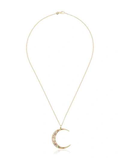 Andrea Fohrman 18k Yellow Gold Luna Emerald, Sapphire And Opal Necklace In Yellow Gold/multi