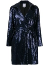 In The Mood For Love Naomi Sequin Coat In Blue