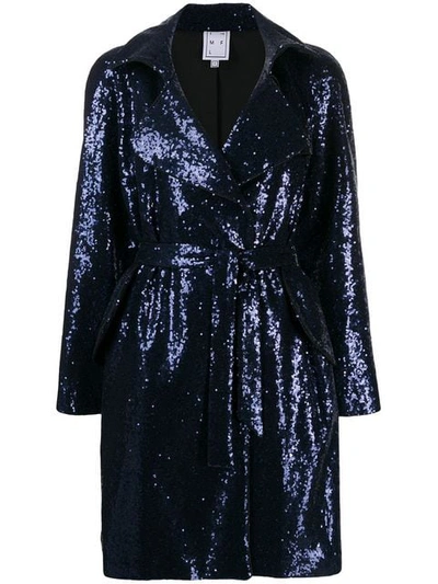 In The Mood For Love Naomi Sequin Coat In Blue