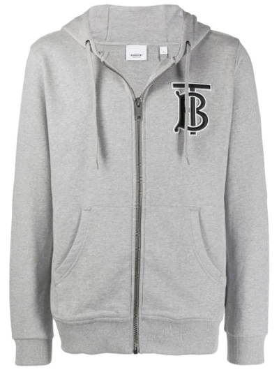 Burberry Monogram Motif Cotton Hooded Top In Grey