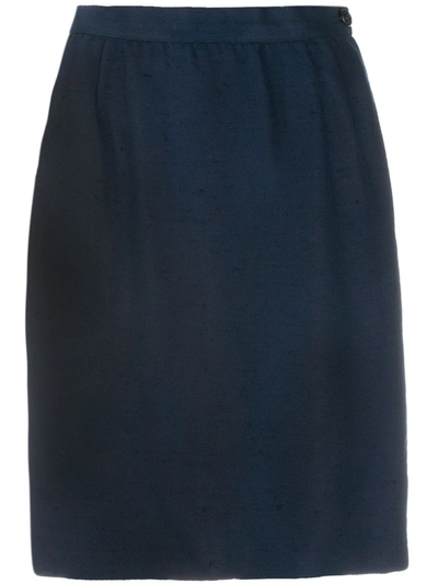 Pre-owned Valentino 1980's Straight Mini Skirt In Blue