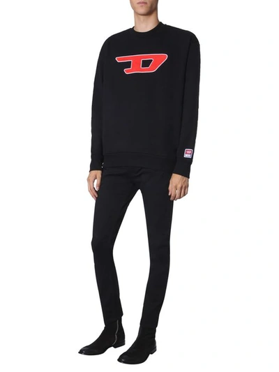 Diesel Denim Division Patch Sweatshirt In Black