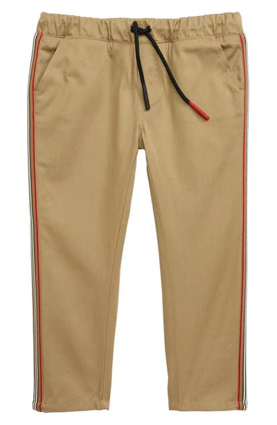 Burberry Babies' Curran Drawstring Chino Pants W/ Icon Stripe Sides In Honey
