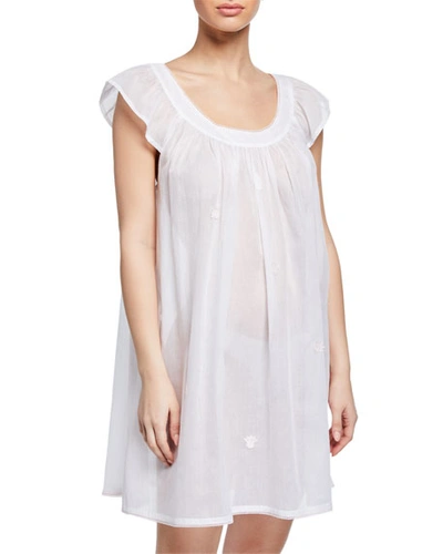 Celestine Saphira Scoop-neck Cap-sleeve Babydoll Nightgown In White