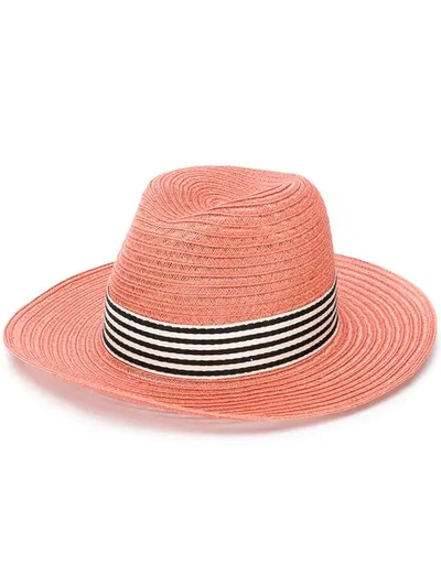Eugenia Kim Stripe Band Sun Hat In Orange
