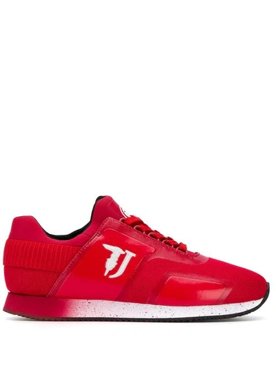 Trussardi Jeans Low Lace-up Sneakers In Red