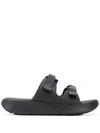 Suicoke Touch Strap Flip Flops In Black