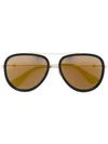 Gucci Aviator Style Sunglasses In Gold & Black