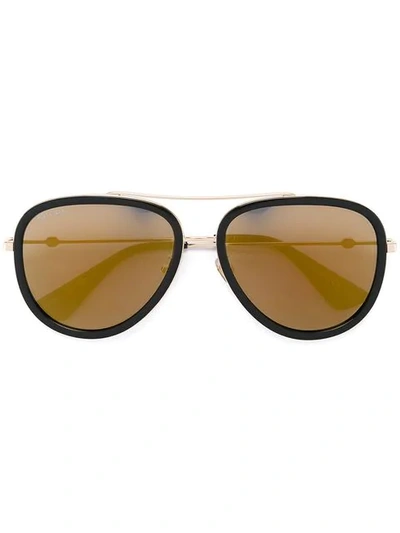 Gucci Aviator Style Sunglasses In Gold & Black