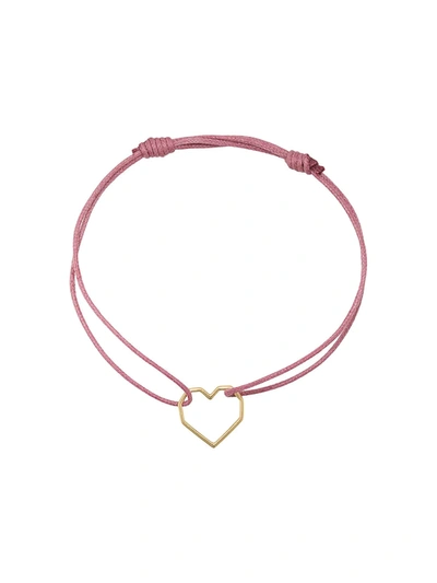 Aliita 9kt Yellow Gold Corazón Rope Bracelet In Pink & Purple