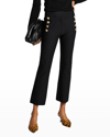 Derek Lam 10 Crosby Robertson Cropped Flare Trousers With Sailor Buttons In Navy