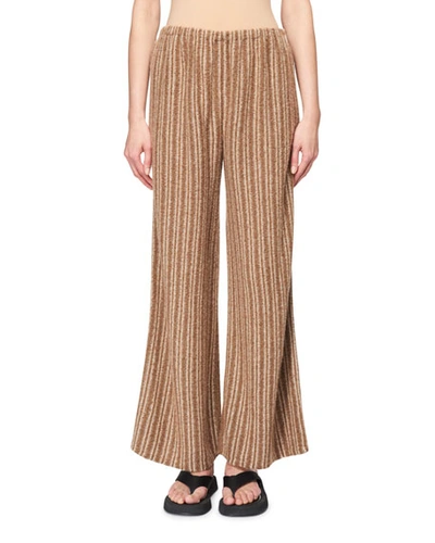 The Row Nana Cashmere Flare Pants In Brown Pattern