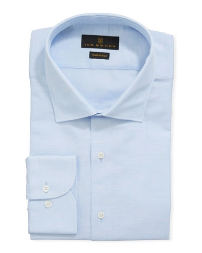 Ike Behar Men's Cotton/linen Dress Shirt, Blue
