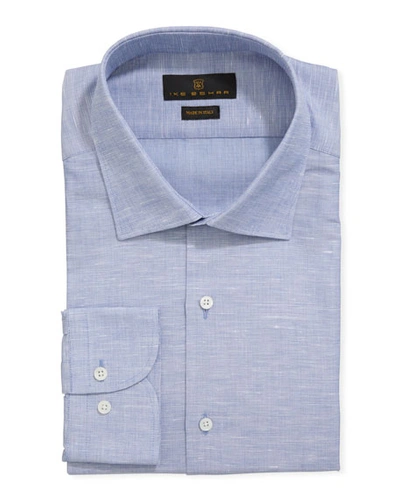 Ike Behar Men's Solid Cotton/linen Dress Shirt, Gray