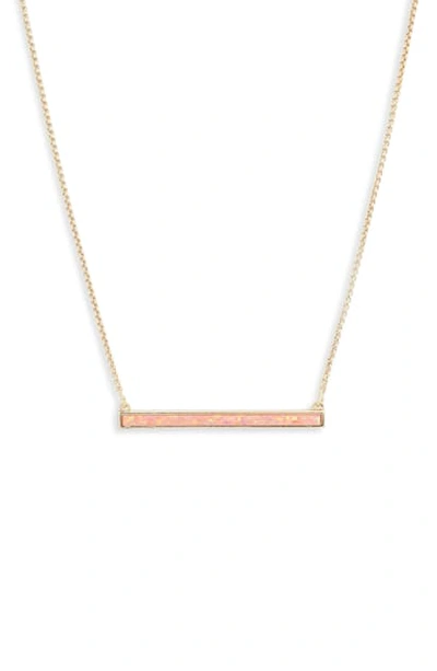 Kendra Scott Kelsey Bar Pendant Necklace W/ Opal In Gold Coral Kyocera Opal