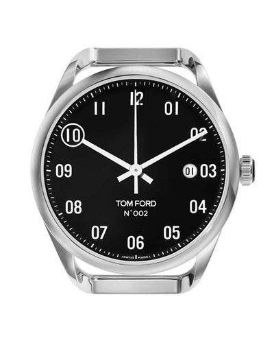 Tom Ford Men's Automatic Round Polished Stainless Steel Case, Black Dial, Large